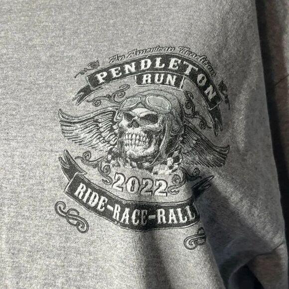 Pendleton Run Skull Short Sleeve Graphic Tee Grey & Black Size Medium - Picture 4 of 4